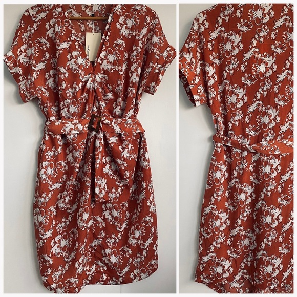 Anthropologie The Korner Mini Dress Rustic Colours New Short Sleeves - Picture 2 of 5